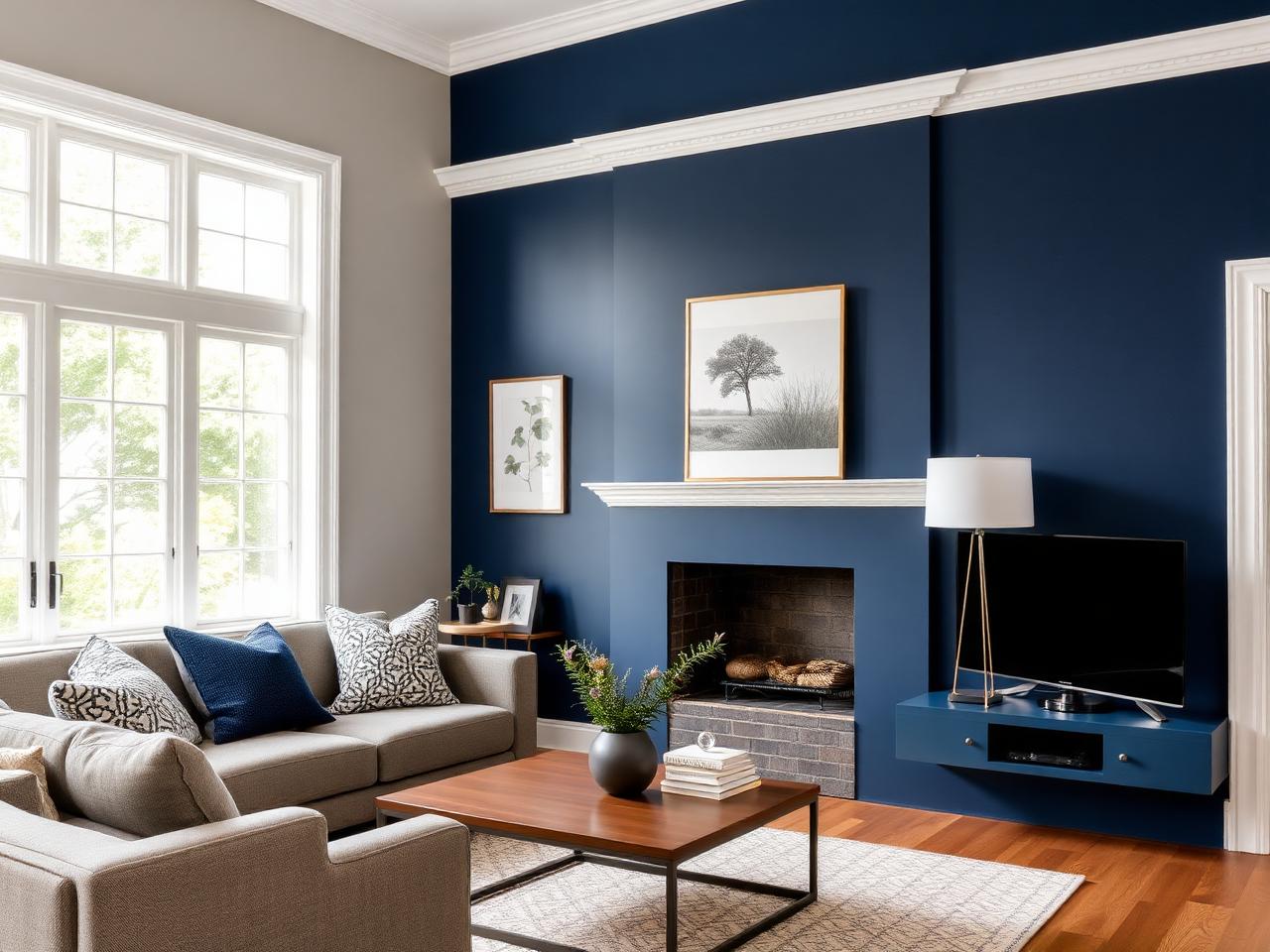 Navy Accent Living Room